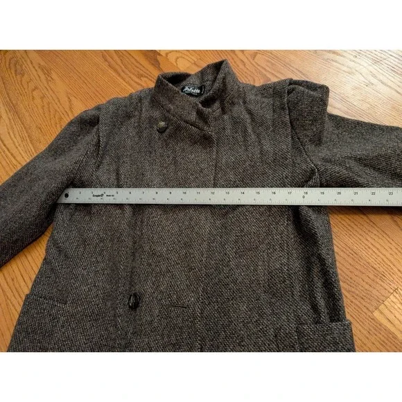 Vintage Arlette Wool Tweed Coat Made in USA Brown Herringbone Wool - Picture 8 of 10